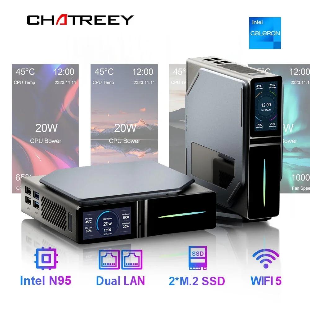 Chatreey S1 ̴ PC  ˴ ũ N100,  11, ʼ  ǻ,  SSD, 2x HDMI 2.0, 4K, 60Hz RGB